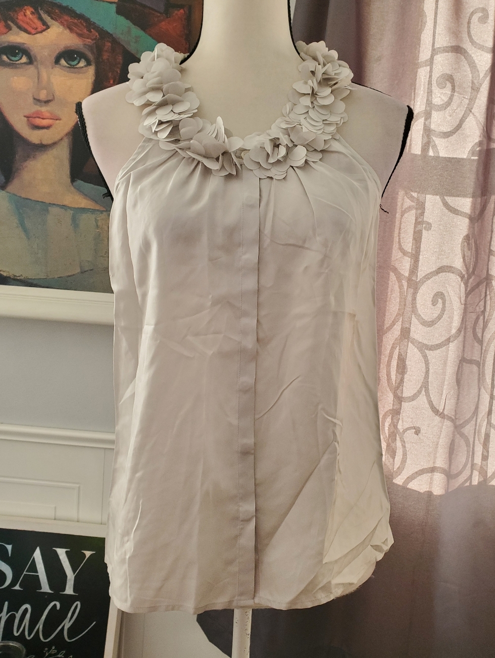 J. CREW Silk Sleeveless Ruffle Button Up Halter XS